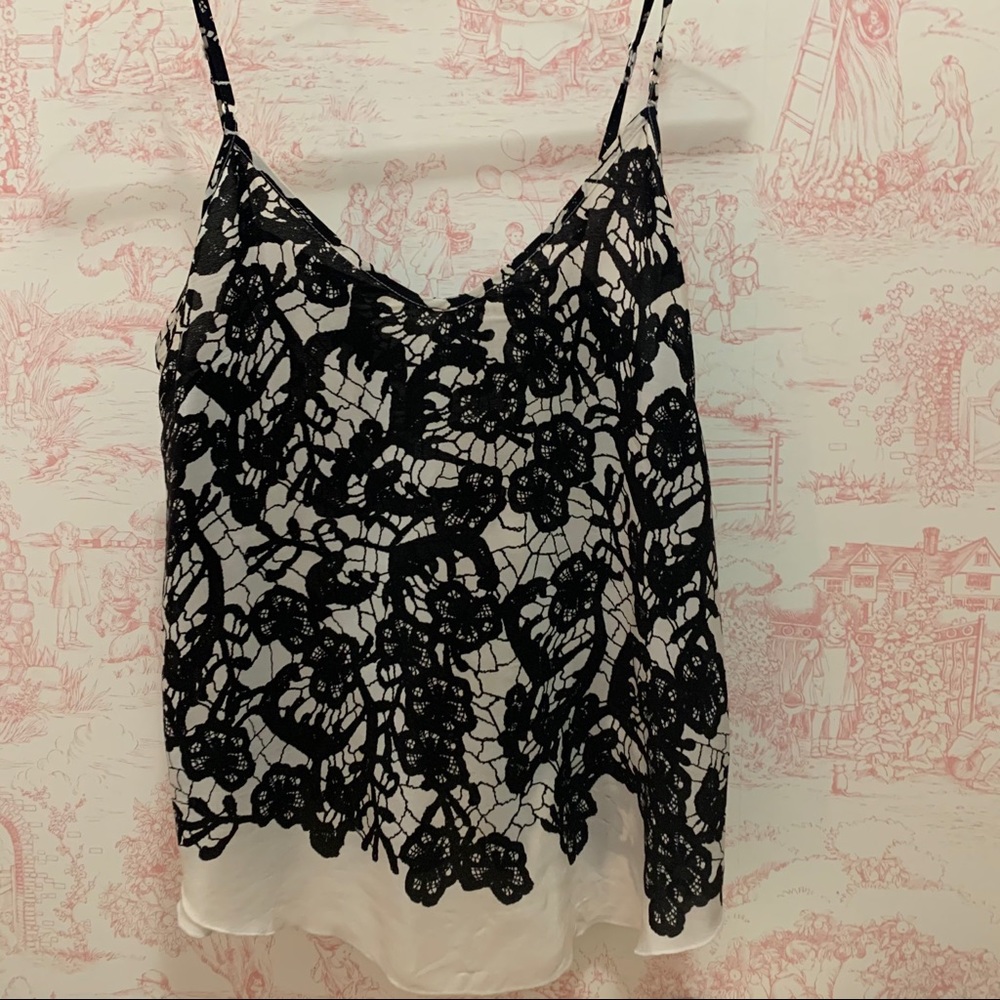 Wilfred Black and White Floral Silk Camisole